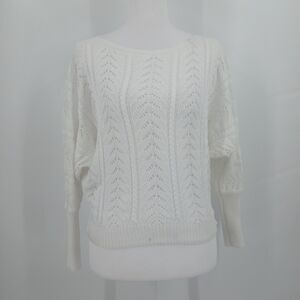 womens M made in Italy size large white long sleeve 100% cotton pullover sweater